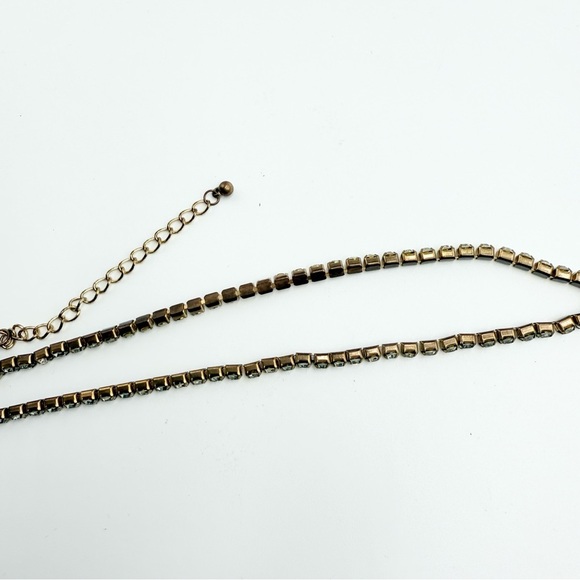 Vintage Gold Tone Clear Rhinestones Necklace - Picture 6 of 7